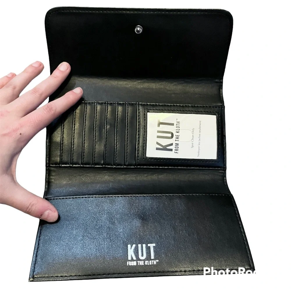 NEW Kut From The Kloth Slim Black White Stripe Long Wallet